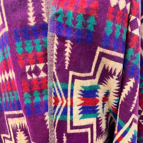 Mexicali Blues Reversible Tan Purple Western Indian Aztec Blanket Scarf - Picture 11 of 14